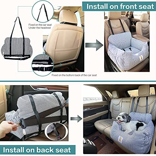 Dog Car Seat for Small DogsFully Detachable and Washable Puppy Dog Booster Seats with Storage Pockets and ClipOn Safety LeashNonSlip Base Dog Bed